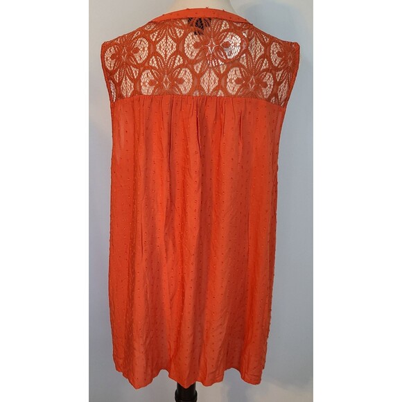 TORRID Womens 2X Orange Swiss Dot Crochet Inset Tank Top Boho Feminine Fairy - Picture 4 of 16